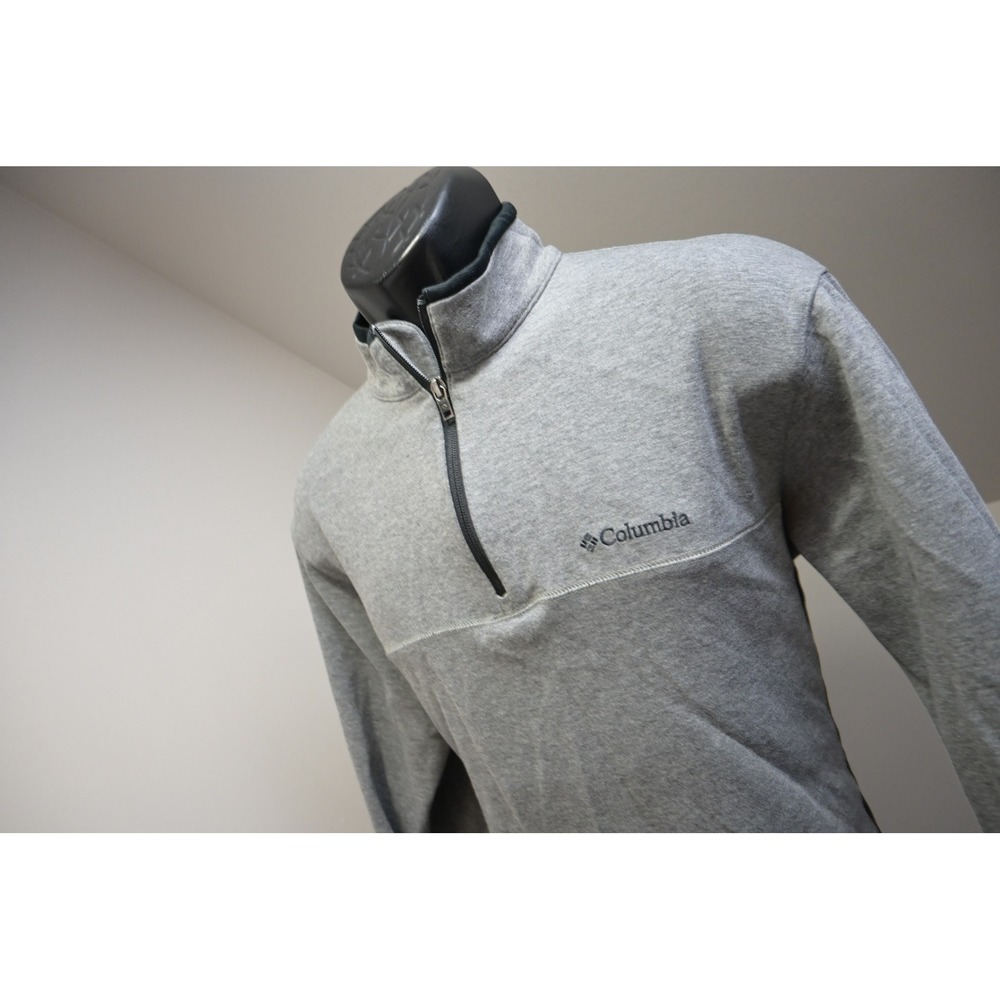 Columbia Quarter Zip Pullover Mens Medium Grey Black Long‎ Sleeve Active